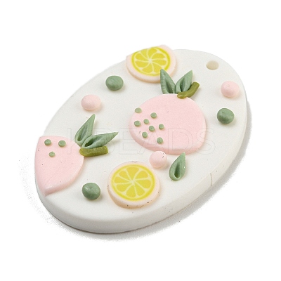 Geometrical Shape with Fruit Handmade Polymer Clay Pendants CLAY-E008-01B-1