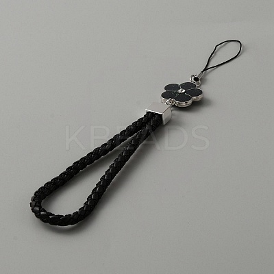 PU Leather Knitting Wrist Lanyard Hand Mobile Straps AJEW-WH0332-89A-1