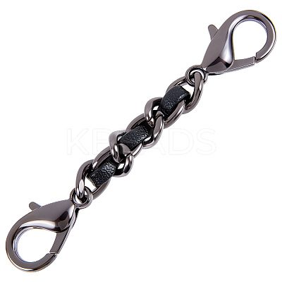 1Pc Black PU Leather Alloy Crub Chain Purse Strap Extenders for Purse Making PURS-CL0001-10C-1