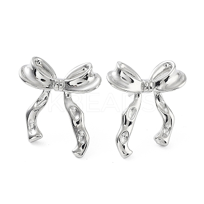 Bowknot Rack Plating Brass Studs Earrings for Women KK-Z038-11P-1