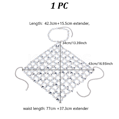 Iron & Clear Acrylic Chest Bikini Body Chains for Sexy Women AJEW-WH0348-730-1