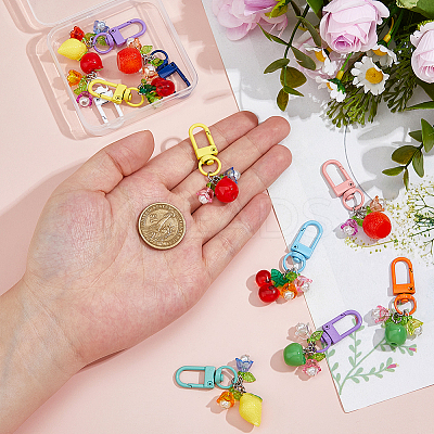 10Pcs 5 Styles Fruit Resin & Acrylic Pendant Decorations HJEW-FH00099-1