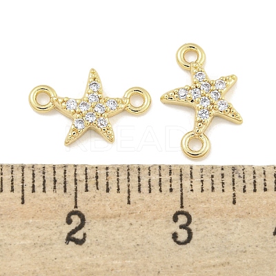 Brass Micro Pave Clear Cubic Zirconia Connector Charms KK-Q820-42G-1