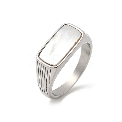 316L Stainless Steel Shell Finger Rings for Women RJEW-U054-01C-P-1