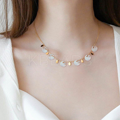 200Pcs Natural Akoya Shell Flat Round Charms BSHE-AR0001-06-1