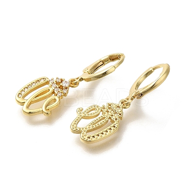Brass Clear Cubic Zirconia Hoop Earrings EJEW-M045-01W-1