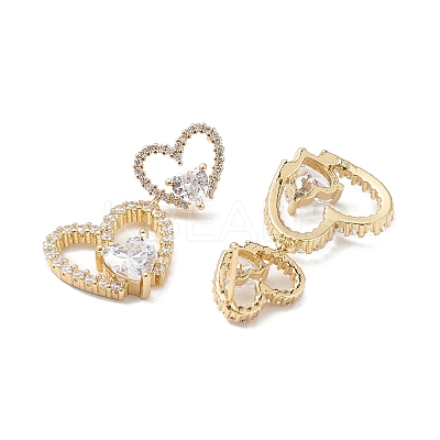 Heart Clear Cubic Zirconia Stud Earrings EJEW-M216-05G-1