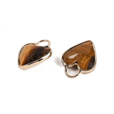 Natural Tiger Eye Faceted Pendans KK-L218-005G-01-1