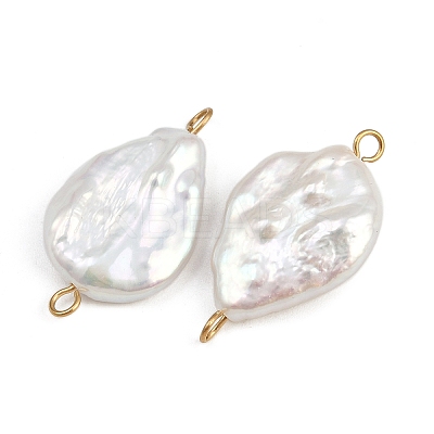 Natural Freshwater Pearl Keshi Pearl Teardrop Connector Charms STAS-D378-15G-1