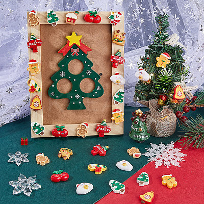 60cs 2 Styles Christmas Opaque Resin Decoden Cabochons RESI-SP0001-02B-1
