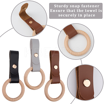 3Pcs 3 Colors PU Leather Towel Holder HJEW-CN0001-36-1
