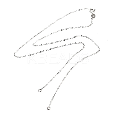 Rhodium Plated 925 Sterling Silver Cable Chains Necklace Makings STER-B001-03P-B-1