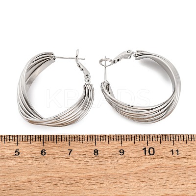 Brass Twist Hoop Earrings EJEW-R025-30P-1