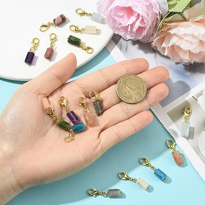 16Pcs 8 Colors Natural Gemstone Pendant Decorations HJEW-YW00209-1