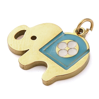 Ion Plating(IP) 304 Stainless Steel Enamel Pendants STAS-Z104-06G-1