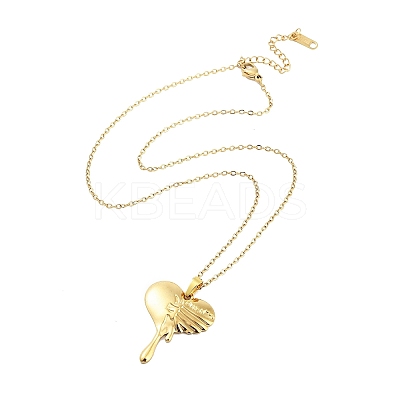 Melting Heart 304 Stainless Steel Pendant Necklaces NJEW-G083-02C-G-1