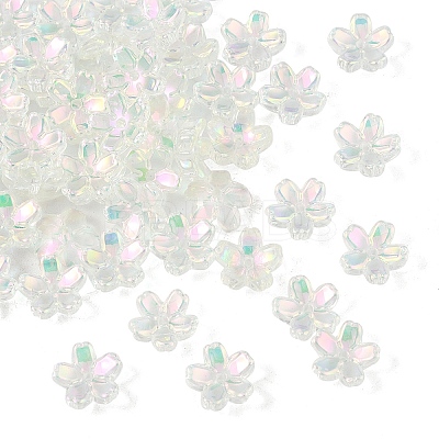 50Pcs Transparent Electroplate Glass Bead Caps EGLA-YW0007-17E-1