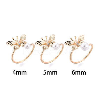Butterfly Shape Brass Micro Pave Clear Cubic Zirconia Cuff Ring Settings KK-T076-50G-1