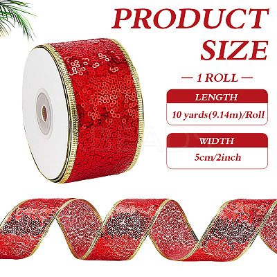 Christmas Theme 10 Yards Polyester Ribbon OCOR-WH0070-238C-1