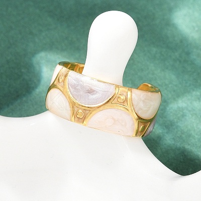 304 Stainless Steel Enamel Adjustable Cuff Rings for Women LS-RJEW-A074-08G-1