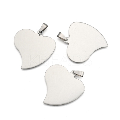 Non-Tarnish 201 Stainless Steel Heart Stamping Blank Tag Pendants STAS-S030-13-1