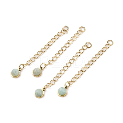 Ion Plating(IP) 316 Surgical Stainless Steel Curb Chain Extender with Natural  Amazonite Round Charm STAS-A097-01G-02-1