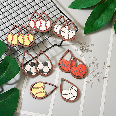 DIY Sport Theme Dangle Earring Making Kits DIY-TA0004-36-1