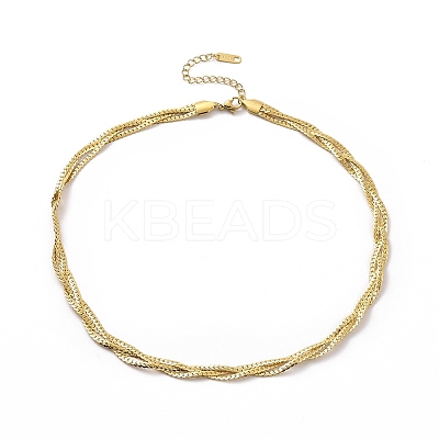 304 Stainless Steel Braided Cuban Link Chain Necklace for Women LS-NJEW-P271-04G-1