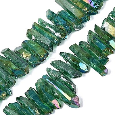 Spray Painted Electroplate Natural Quartz Crystal Points Beads Strands G-Q610-02E-1