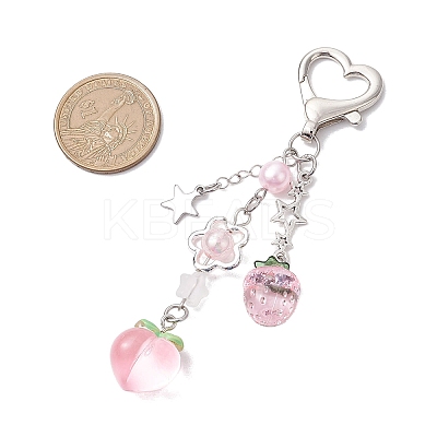 Peach Strawberry Acrylic & Resin Pendant Decorations HJEW-JM02373-1