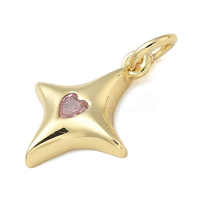 Rack Plating Brass Micro Pave Cubic Zirconia Pendants X-KK-K392-54G-1