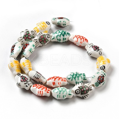 Handmade Printed Porcelain Beads PORC-F005-03-1