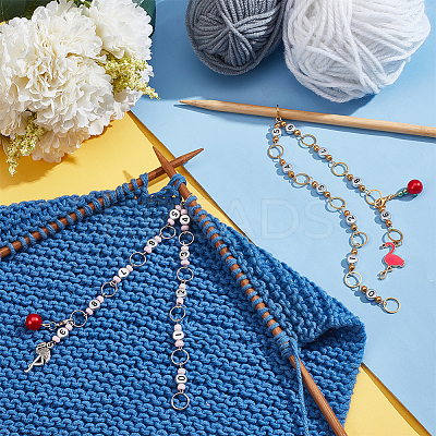 Glass & Acrylic Beaded Knitting Row Counter Chains HJEW-AB00549-1