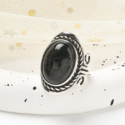 Natural Obsidian Adjustable Rings RJEW-I108-01AS-17-1