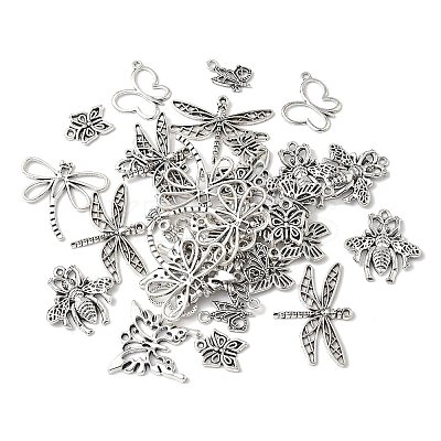 50Pcs 10 Styles Tibetan Style Pendants TIBEP-FP0001-15-1