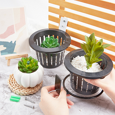 Metal Wall Mounted Bracket Planter Hook Flower Pot Ring For Indoors Balcony  Ring Holder Flower Planter AJEW-GA0001-86-1