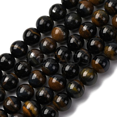 Dyed Natural Blue Tiger Iron Beads Strands G-G286-A02-6mm-1