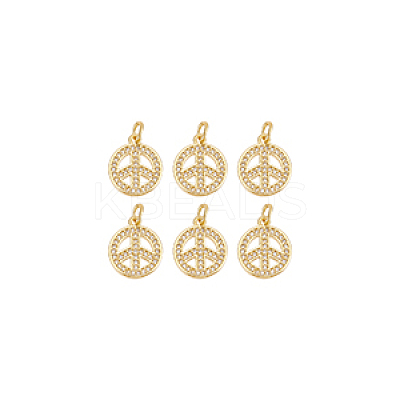 Brass Micro Pave Clear Cubic Zirconia Pendants KK-BC0013-89-1