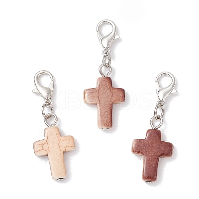 Spray Painted Synthetic Turquoise Pendant Decorations HJEW-JM03932-01-1