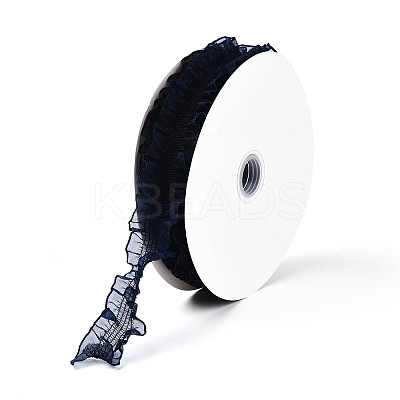 20 Yards Polyester Pleated Elastic Lace Trim SRIB-M015-01G-1