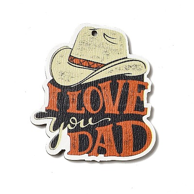 Father's Day Single Face Printed Aspen Wood Big Pendants WOOD-G014-36-1