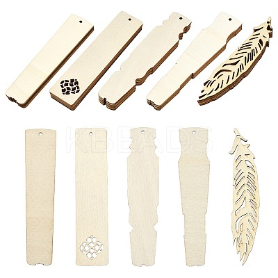 50Pcs 5 Styles Wood Blank Boards for Bookmark Making WOOD-CJ0002-25-1