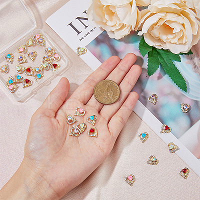 36Pcs 6 Colors Alloy Rhinestone Cabochons MRMJ-HY0001-15-1