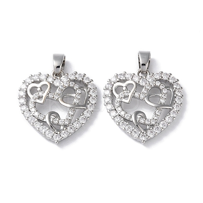 Rack Plating Brass Micro Pave Cubic Zirconia Pendants KK-K340-04P-1