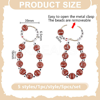 5Pcs Acrylic Sports Ball Beads Pendant Decoration HJEW-GO00103-1
