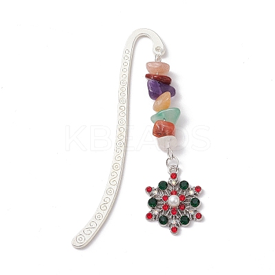 Christmas Theme Alloy Hook Bookmarks AJEW-JK00338-1