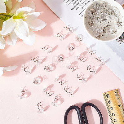 60Pcs Clear Acrylic Flat Round Head Iron Twist Pins FIND-SP0004-66-1