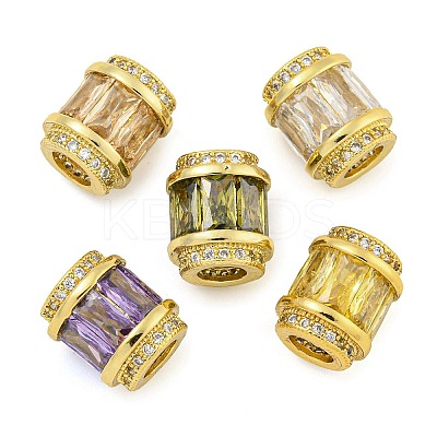 Rack Plating Brass Micro Pave Cubic Zirconia European Beads KK-F089-31G-1