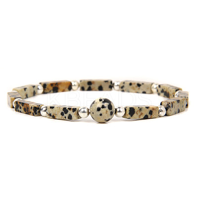 Natural Green Spot Jasper Beads Stretch Bracelets for Men Women LS-ZE2494-1-1