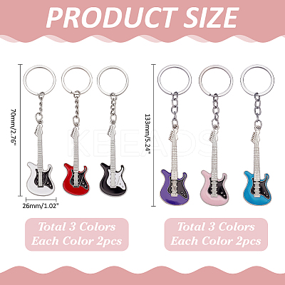 12Pcs 6 Styles Zinc Alloy Keychain KEYC-ME0001-01-1